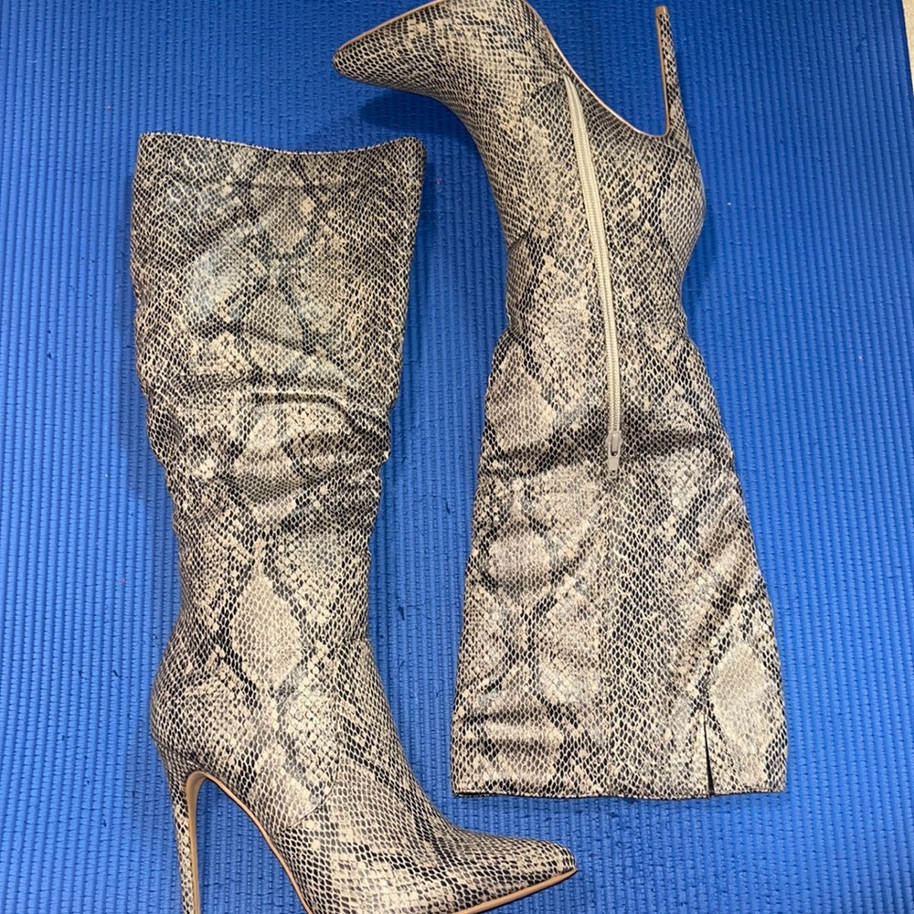 Taupe Snakeskin Stiletto Heels